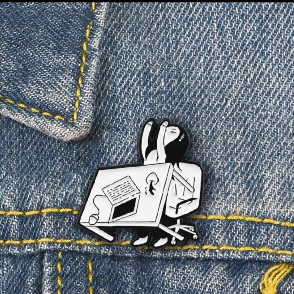 NWT Cute Office Tired Girl Brooch/Pin
